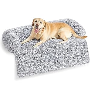 Feandrea FluffyHug XXL Dog Sofa Bed, Calming Sofa Cover for Large Dogs, 122 x 95 x 18 cm, Grey Ombré PGW224G01