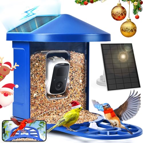 PeckCam Smart Bird Feeder with Camera Solar Powered, AI Identify 10000+ Species 1080P Live View Instant Notification, Bird House with Camera Wireless Outdoor Wild Bird Watching Gift for Bird Lover