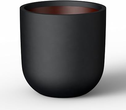 Kante 11.0" Round Concrete Planter, Large Cylinder Plant Pot with Curved Bottom and Drainage Hole, for Indoor and Outdoor Use Garden or Patio, Black Finish