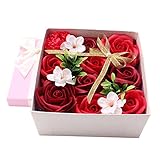 Outanaya 1 個 ボックス ソープフラワー ボックス 花びらの形をした石鹸 家の アーティフィシャルソープフラワー ストッキングスタッファートリート 花びら石鹸 造花 合成素材 赤