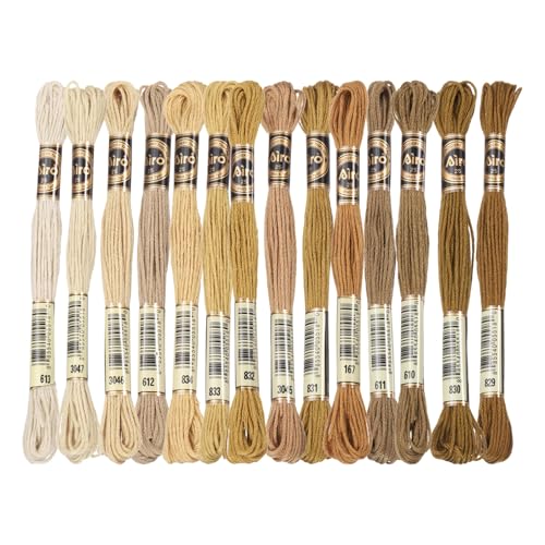 Image of PATIKIL 14 Skeins Embroidery Floss, Polyester Embroidery Threads Bracelets String for Cross-Stitch Hand Embroidery, Multicolored Brown
