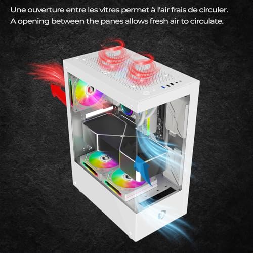 EMPIRE GAMING - CM-241 obudowa PC Gamer - ARGB Medium Tower Micro-ATX i ITX - 3 wentylatory 120mm 3 piny 5 V LED RGB adresowalne - MB Sync - Mid Tower White