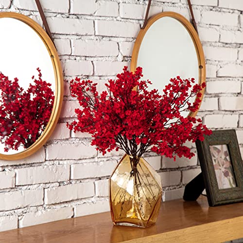 Exoment 10 Pcs Babys Breath Gypsophila Artificial Flowers Bouquet Fake Silk Flowers Real Touch Flowers For Home Wedding Centerpiece Arrangement Festival Party Decoration (Red) #TOP2