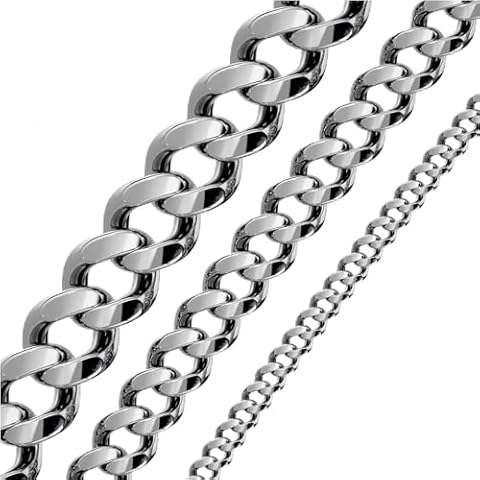 Silvadore x3 Bundle - 2mm + 4mm + 6mm Silver Chains - 20 inch Length - Velvet Gift Pouch Cover