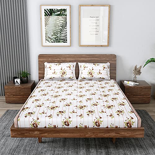 Image of Mafatlal 186 Tc Grandiose Pure Cotton King Size Bedsheet | 108 X 108 Inches | Refreshing Summer Chadar for Breathable Sleeping Comfort | Bedding Set with 2 Pillow Covers | Bright White