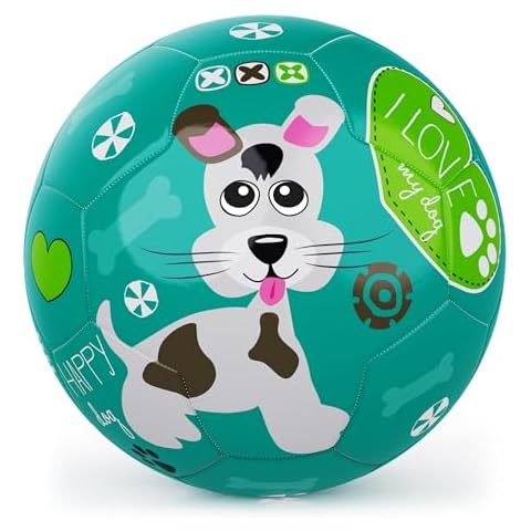 PP PICADOR Soccer Ball for Kids 5-7 Girls Boys, Cute Cartoon Toddler Ball Indoor Outdoor with Pump Toys Gift (Green Dog,Size 3) Cover