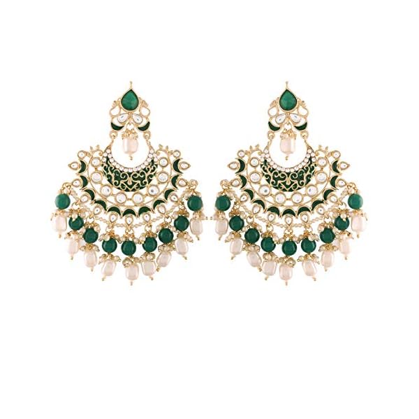 I Jewels Gold Plated Intricately Designed Traditional Earrings Red Enamel Glided With Kundans & Pearls