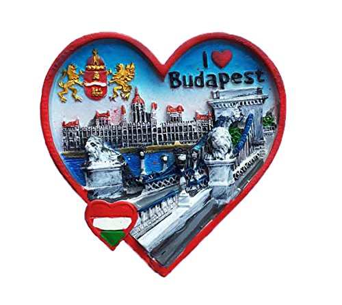 WedareDai 3D Budapest Hungría imán de nevera en forma de corazón pegatina de viaje, hecha a mano hogar y decoración de cocina Budapest imán para nevera