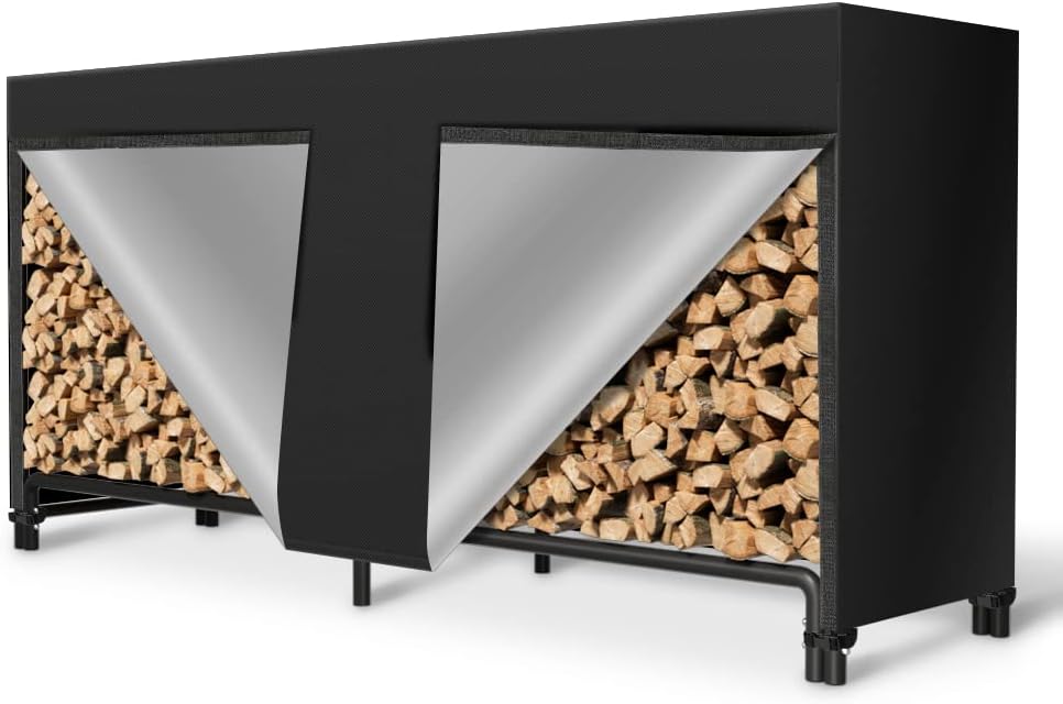 HOXHA Firewood Rack Cover Outdoor Log Rack Waterproof Cover Oxford Fireplace Wood