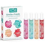 HM - Dry Mouth Fun 4 Flavoured Spray - Peach, Bubble Gum, Cotton Candy & Apple - Alcohol Free, Instantly Hydrate & Moisturize, Ph Balanced, Promotes Saliva Production & Soothes Pack of 4 x 0.33 oz