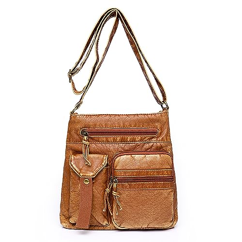 Punk Women's Leather Bucket Shoulder Bag Purse, Adjustable Strap Crossbody Bag