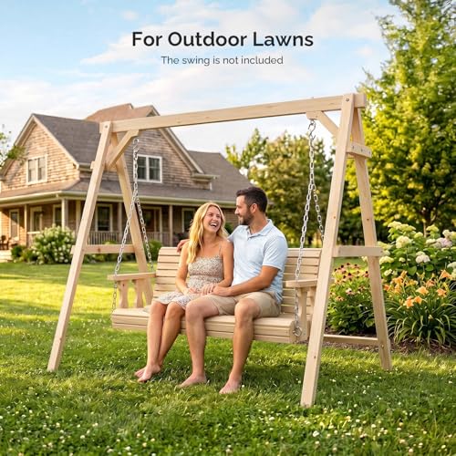 Image of VINGLI 6.9FT Wooden Porch Swing Frame for 5FT Swing, Natural