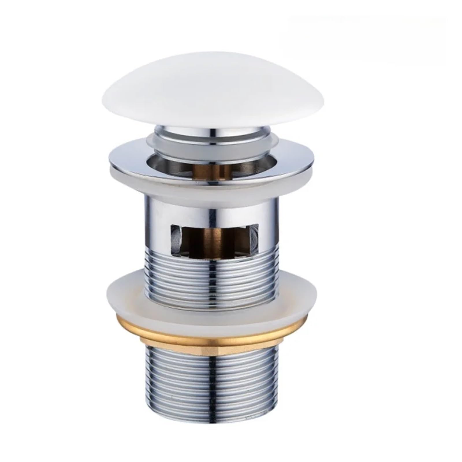Stainless Steel Drainage Grate, Pop Up Sink Plug White Cover Waste Stopper for Bathroom Basin Drain(A With Overflow Hole)