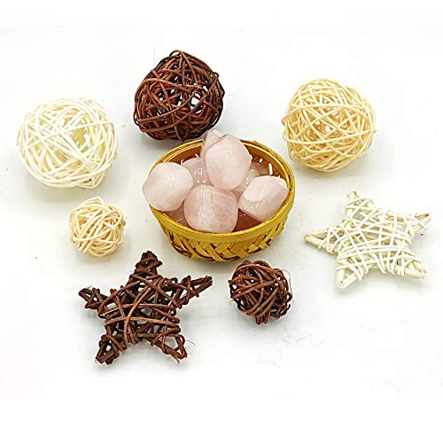 Image of Plus Value Natural Rose Quartz Tumbled Stone Pebbles Heart Chakra Healing, Reiki Crystal Therapy, Vastu, Love, Relationship, Marriage Items Showpiece Home Decor Bedroom Couples (200 Grams, Brazil)