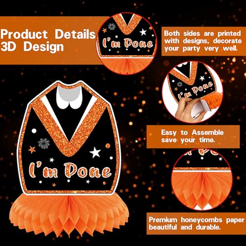 Image of DARUNAXY Orange Graduation Party Decorations, Black Orange Class of 2026 Graduation Banner, 2026 Congrats Grad Honeycomb Hanging Swirl Confetti Balloon Congratulations Graduates Party Supplies(25PC)