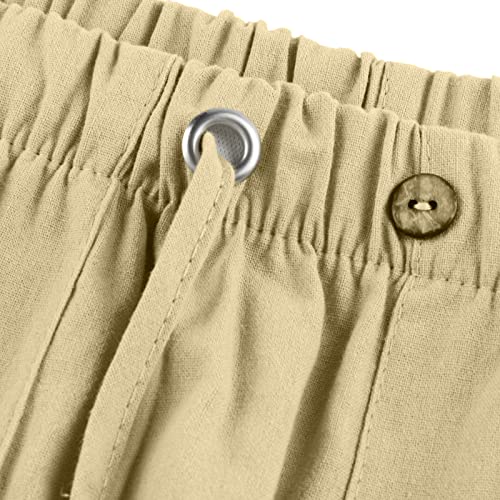 Mens Linen Drawstring Pants Elastic Waist Lightweight Trouser Casual Yoga Summer Beach Pant Baggy Trousers with Pockets4