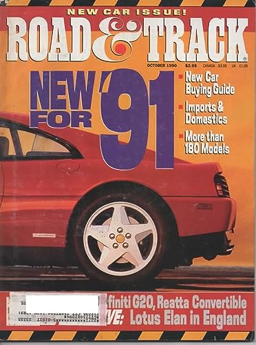 Road & Track Magazine, October 1990 (Vol 42, No 2) 1991 Car Buying Guide, Pre-war BMW 328 Touring Coupe-Lotus Elan SE, Infiniti G20
