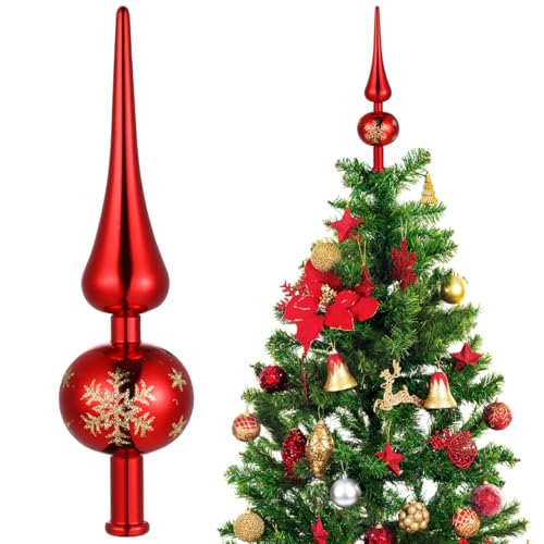 Garneck Vintage Weihnachtsbaumspitze 9 Zoll Aus Glas in Rot -...