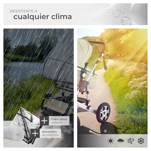 Miniatura 7 de Tectake Cochecito Bebé Combinado 2 En 1, Carrito Bebé Plegable Con Capazo Extraíble, Silla De Paseo Con Respaldo Ajustable, Arnés De 5 Puntos, Freno De Pie Y Capota Plegable, Carro Bebés - Gris Beige