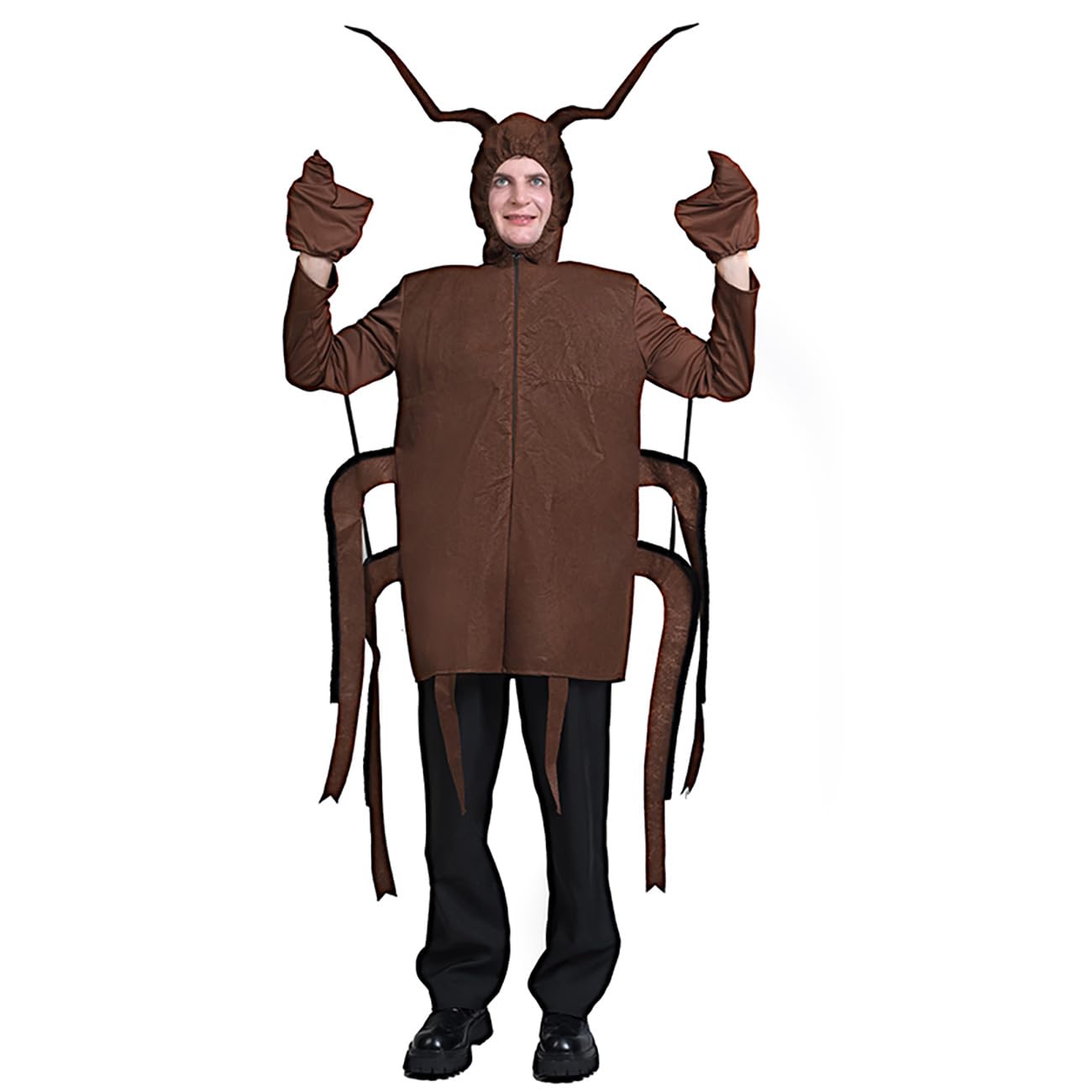 SEA HARE Funny Cockroach Costume for Adults - Creepy Roach Halloween Costume, Unisex Novelty Insect Cosplay Outfit,One-Piece Brown Bug Costume for Party, Trick-or-Treat (Plus Size)