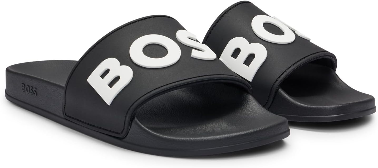 BOSS Men's Slide Sandals, Made in Italy, 3D Logo