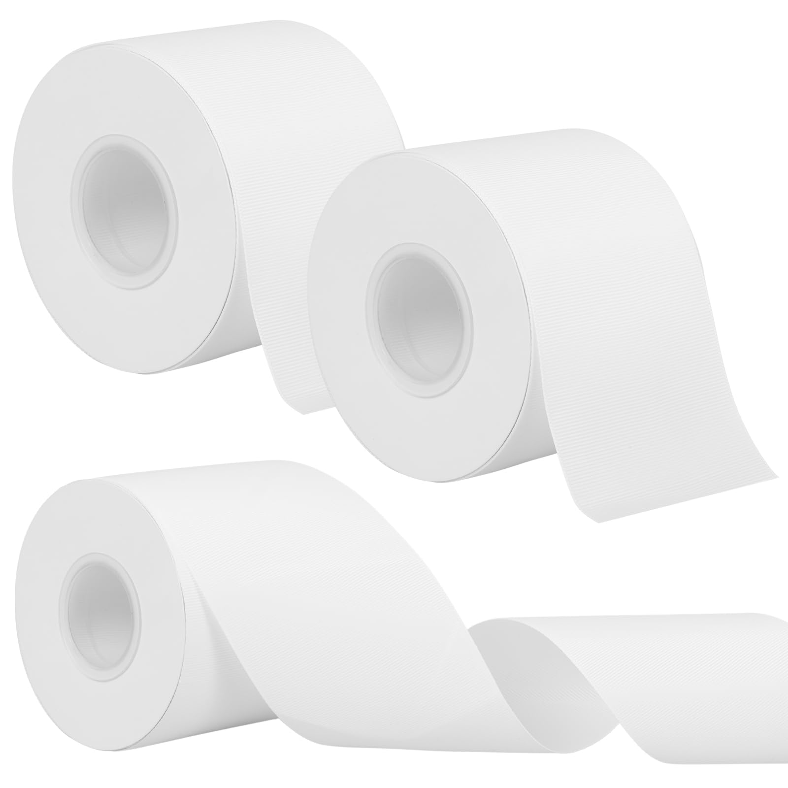 3 Rollen weißes Ripsband, 7,6 cm x 22,7 m – solides Polyesterband, DIY-Schleifen, Ripsband für Geschenkverpackungen, Hochzeitsdekoration, Haar-Accessoires und Bastelprojekte