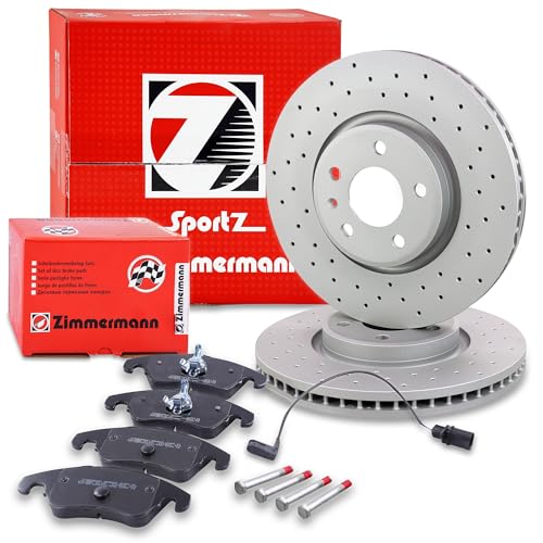 ZIMMERMANN Bremsenset Vorderachse inkl. Bremsscheiben Belüftet Ø 320 mm + Bremsbeläge vorne Kompatibel mit AUDI A6 C7 (4G2, 4GC), A6 C7 Avant (4G5, 4GD), A7 Sportback (4GA, 4GF), Q5 (8RB)