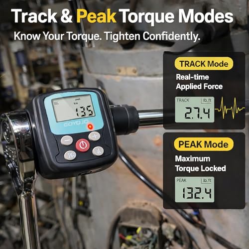 Image of GOYOJO Digital Torque Wrench Adapter, 4-135Nm (2.95-99.6 ft-lb) Electronic Torque Converter with Digital Display, 1 /2 inch, 1 /4 inch, 3 /8 inch Adapters for Motorcycles, Engine Maintenance, and Versatile DIY Use