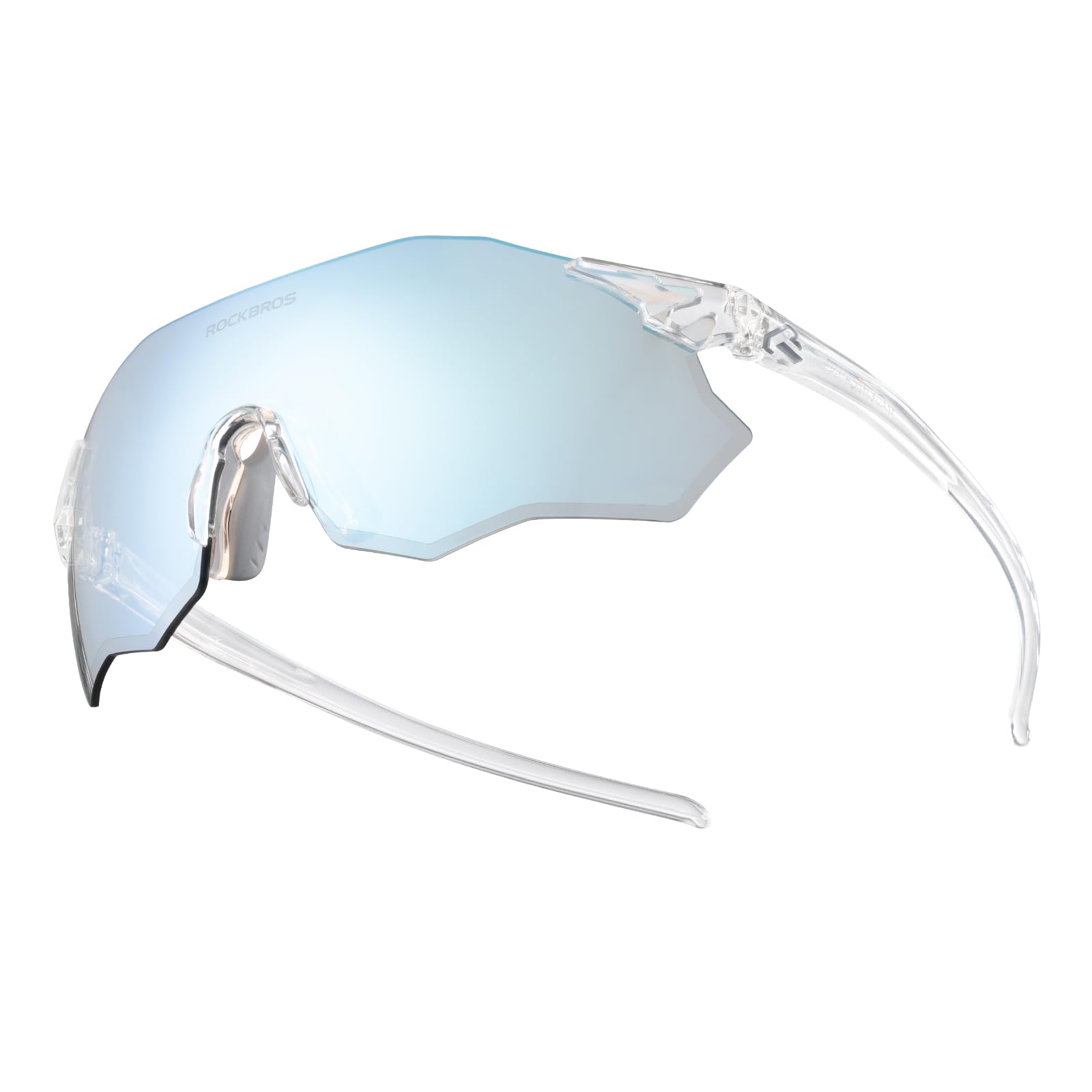 ROCKBROS Photochromic Cycling Glasses Sports Sunglasses for Men Women Cycling Sunglasses UV400 Protection TR90 Frame Fashion Windproof Eyewear Transparent Blue