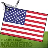 American Flag Magnetic Golf Towels for Golf Bags – 24'x16' Premium Microfiber Golf Towel with Clip for Carts or Clubs – Golf Accessories for Men – Large Magnet Golfing Rag – Gear Club Cleaner (USA)