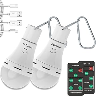 USB Rechargeable Light Bulbs with Remote, 1200 mAh Rechargeable Battery Backup Light Bulb with 4 Timers & 5 Light Modes, Portable USB Light Bulbs for Home Camping Emergency