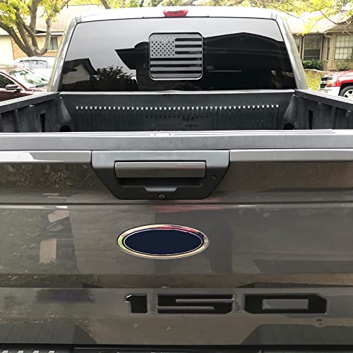 Image of for Ford F150 F250 F350 2015- 2025 2026 Rear Window American Flag Decal, Matte Black Sliding Center Glass USA Vinyl Sticker, Truck Patriotic Accessories