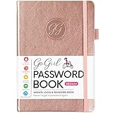 GoGirl Password Book with Alphabetical tabs – Internet Address & Password Keeper Logbook for Password Organization, Journal Notebook for Saving Website Logins. Medium Size 5.3″ x 7.7″, Rose Gold