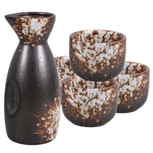 Cabilock Traditional Japanese Sake Set Ceramic Pot Cups Sake Warmer Set Made in Japan