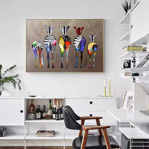 Affiche de cinq chevaux style abstrait pour décoration murale chambre à coucher