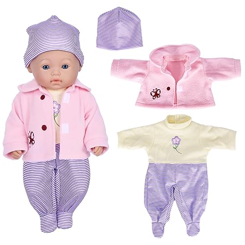 Doll Clothes 3 Set Baby Doll Clothes Fit for 16 to 17 Inch Baby Dolls 15 inch Dolls(Total 7 Pcs)