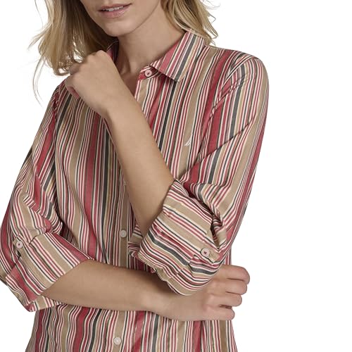 Image of Nautica Women's Button Front Long Sleeve Roll Tab Shirt