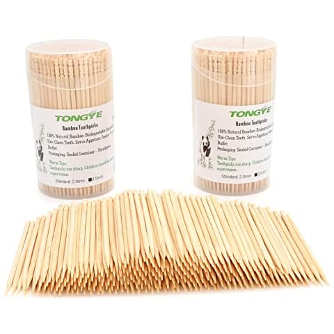 680 PCS Bamboo Toothpicks 3.5 inch, Ornate Kokeshi Style Tooth Picks, Round Toothpicks wood, Long/Large Wooden Toothpicks, Small Skewers for Appetizer, Cocktail Olives, Cupcake Toppers, Cake Testing. Cover