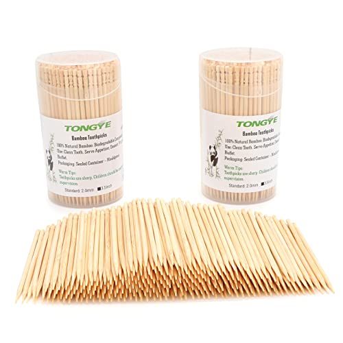 680 PCS Bamboo Toothpicks 3.5 inch, Ornate Kokeshi Style Tooth Picks, Round Toothpicks wood, Long/Large Wooden Toothpicks, Small Skewers for Appetizer, Cocktail Olives, Cupcake Toppers, Cake Testing.