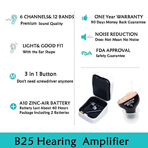 LAIWEN Digital Hearing Amplifier 6 Channels Invisible PSAP Noise Reduction with Volume Control