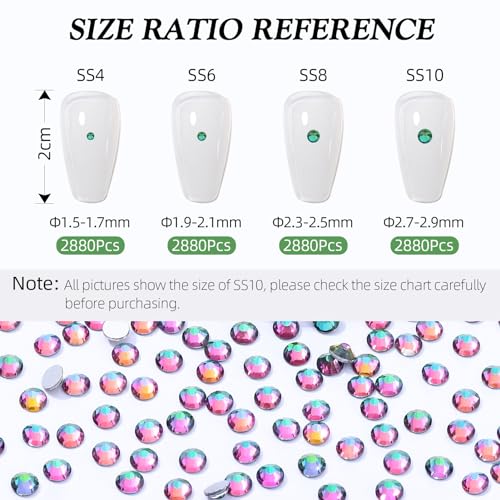 Image of Green Volcano Flatback Rhinestones, Glass Rhinestones for Nail Art and Craft, Glue Fix, Loose Crystal Gemstones(Green Volcano, SS4, 2880pcs, 1.5-1.7mm)