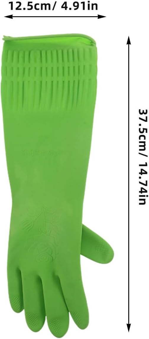 TIDTALEO 3 Pairs Extra Thick Waterproof Rubber Gloves Long Household Dishwashing and Cleaning Gloves Non-slip for Washing Dishes and Bathroom Cleaning (green, Red, Natural L) Random Color