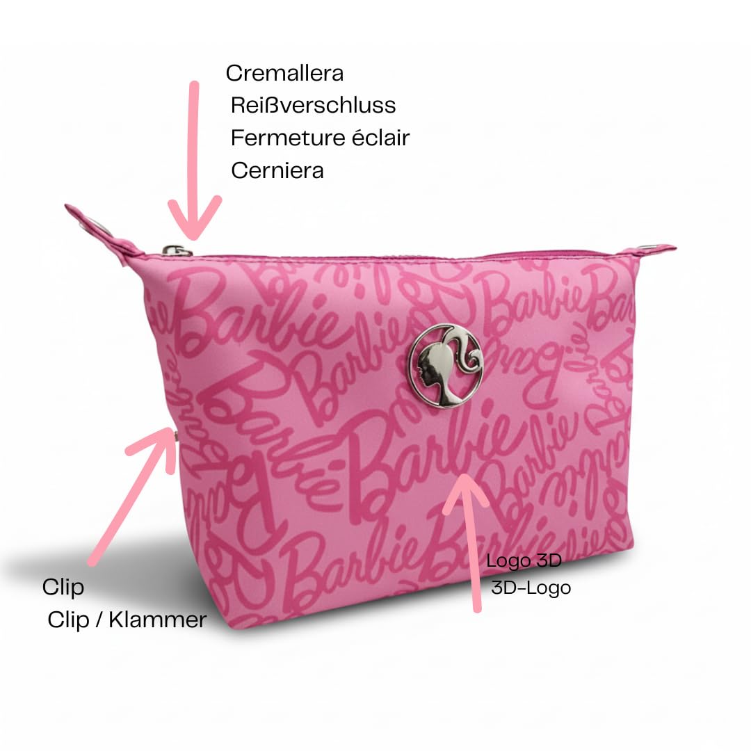 ARDITEX Barbie Borsa da Toilette Astuccio Trucco Beauty Case in Tessuto 26x16x7cm
