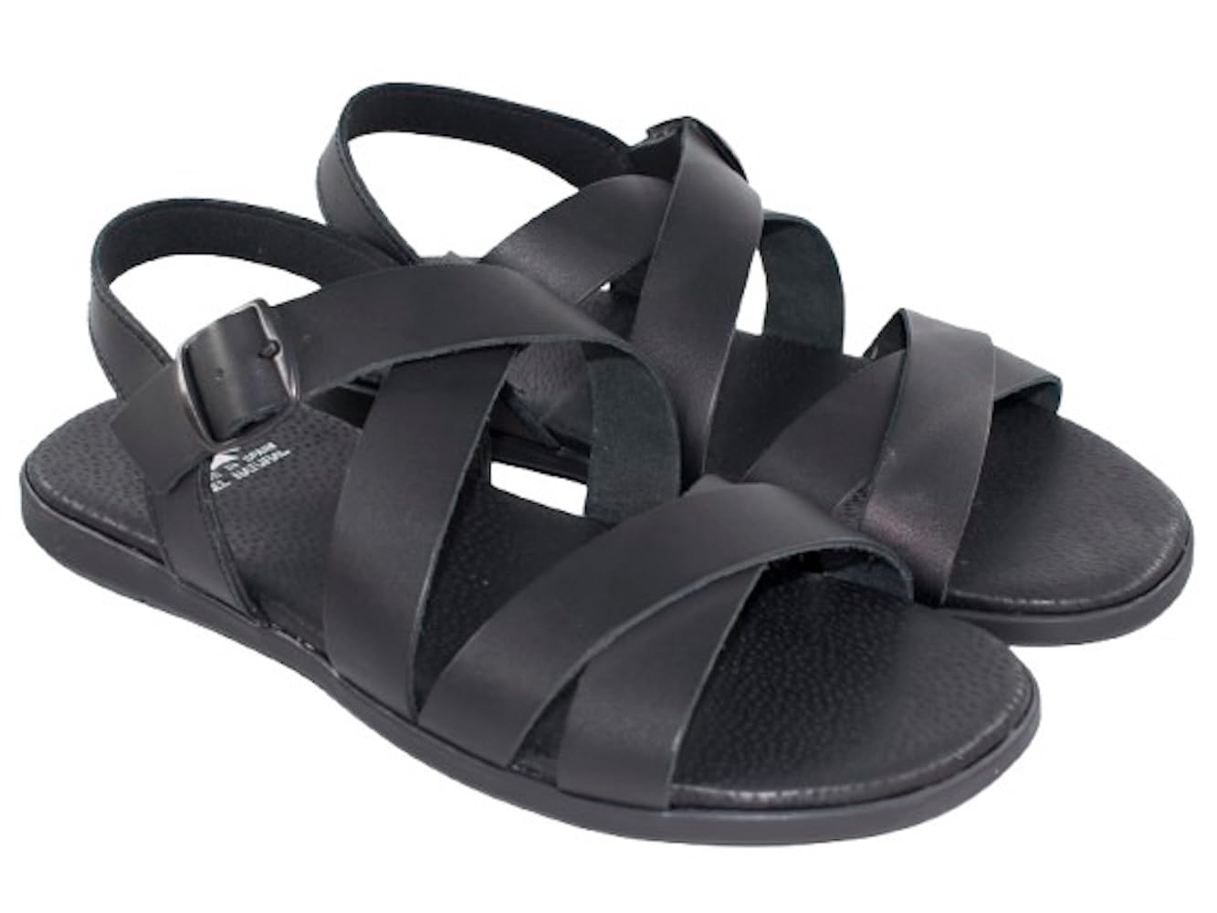 Sandalias Piel Hombre Modelo 138 Sandalia de Cuero con Hebilla Ajustable y Plantilla Anatómica, Suela Ligera Antideslizante