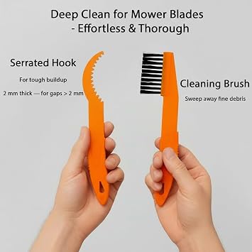 Blade Cleaning Tool Compatible with Mammotion Luba & Yuka Robotic Lawn Mowers (All Series) – Hook & Brush Set to Remove Grass Clippings Under Blades & Maintain Cutting Performance (Orange)