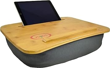 Yogibo Traybo 2.0 Lap Desk, Bamboo Top Lap Desk With Pillow for Laptop Built in Slot for Tablet or Phone, Lap Pad for Working, Reading, Writing, Lap Board, Dark Gray