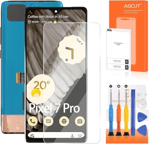 OLED for Google Pixel 7 Pro Screen Replacement for Pixel 7 Pro LCD Display GP4BC GE2AE Digitizer Screen Touch Assembly Repair Kits Black No Frame(with Fingerprint Function)