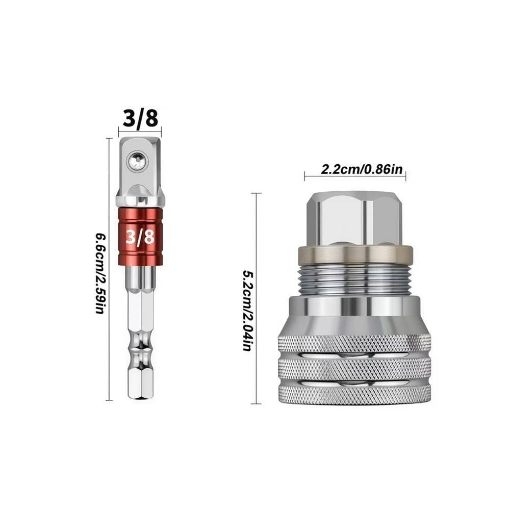 Set 3 chiavi bussola per trapano chiave dinamometrica 3/8-3/4" | Adattatore universale regolabile da 10‑19 mm(B-3set)