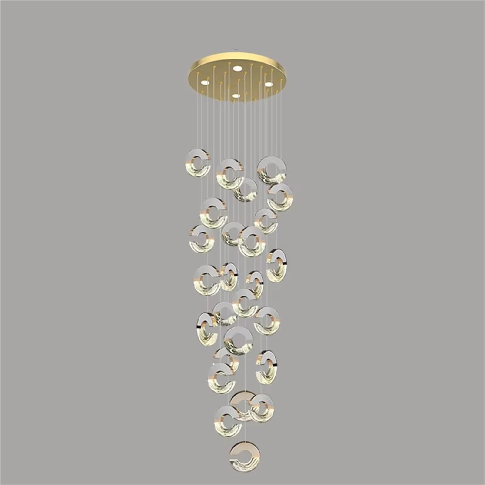 PCXEHUYP Scandinavian Modern Crystal Staircase Chandelier Luxury Villa Decoration Penthouse Living Room