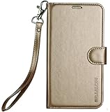 Galaxy J7 V / J7 Perx /J7 Sky Pro /J7 Prime/Galaxy Halo Case, ERAGLOW Luxury PU Leather Wallet Flip Protective Case Cover with Card Slots and Stand for Samsung Galaxy J7 2017 (Gold)